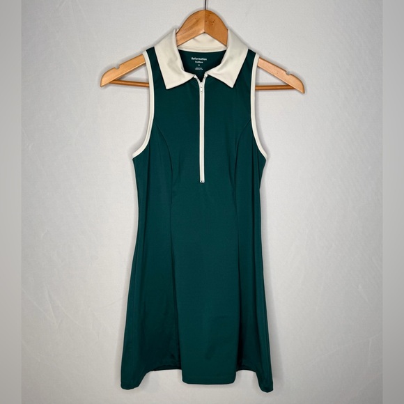 REFORMATION EcoMove Leslie Zip-Front Activewear Dress in Color Pine. Size Small. - Picture 5 of 10